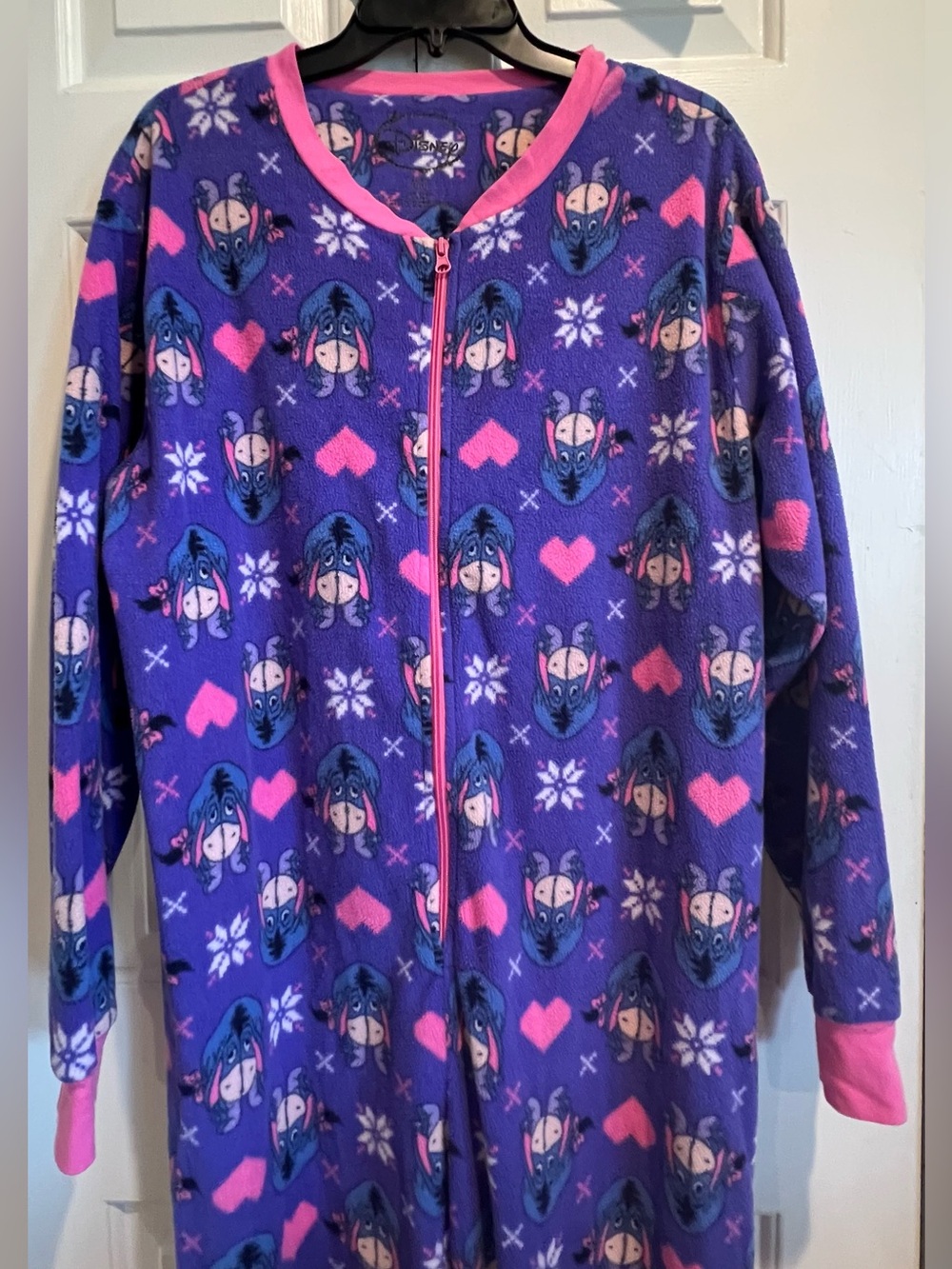 EEYORE ๐Disney Purple Fleece Onesie with Pink Trim - Picture 1 of 7